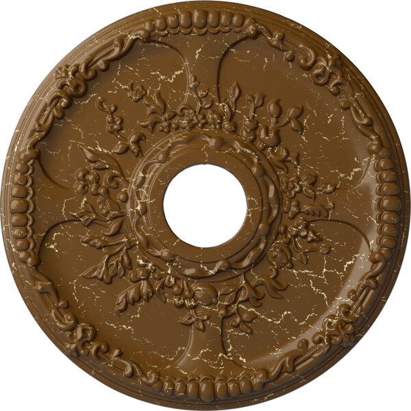 Ekena Millwork Antioch Ceiling Medallion (Canopies up to 3 1/2"), 18"OD x 3 1/2"ID x 1 3/8"P, Smokey Topaz Crackle CM18SESTC - main